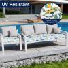 image:imageSmiry Waterproof Patio Cushion Covers Stretch Outdoor Couch Slipcovers Replacement Washable Furniture Protector Sofa Chair Seat Cover for Dogs Pets 4 Pcs Blue GreenLight Green