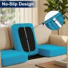 image:imageSmiry Waterproof Patio Cushion Covers Stretch Outdoor Couch Slipcovers Replacement Washable Furniture Protector Sofa Chair Seat Cover for Dogs Pets 4 Pcs Blue GreenTeal