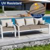 image:imageSmiry Waterproof Patio Cushion Covers Stretch Outdoor Couch Slipcovers Replacement Washable Furniture Protector Sofa Chair Seat Cover for Dogs Pets 4 Pcs Blue GreenTaupe