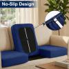 image:imageSmiry Waterproof Patio Cushion Covers Stretch Outdoor Couch Slipcovers Replacement Washable Furniture Protector Sofa Chair Seat Cover for Dogs Pets 4 Pcs Blue GreenNavy Blue
