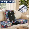 image:imageSmiry Waterproof Patio Cushion Covers Stretch Outdoor Couch Slipcovers Replacement Washable Furniture Protector Sofa Chair Seat Cover for Dogs Pets 4 Pcs Blue GreenBlue Green