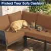 image:imageSmiry Waterproof Patio Cushion Covers Stretch Outdoor Couch Slipcovers Replacement Washable Furniture Protector Sofa Chair Seat Cover for Dogs Pets 4 Pcs Blue GreenCamel
