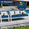 image:imageSmiry Waterproof Patio Cushion Covers Stretch Outdoor Couch Slipcovers Replacement Washable Furniture Protector Sofa Chair Seat Cover for Dogs Pets 4 Pcs Blue GreenPeacock Blue