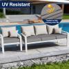 image:imageSmiry Waterproof Patio Cushion Covers Stretch Outdoor Couch Slipcovers Replacement Washable Furniture Protector Sofa Chair Seat Cover for Dogs Pets 4 Pcs Blue GreenGrey