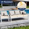 image:imageSmiry Waterproof Patio Cushion Covers Stretch Outdoor Couch Slipcovers Replacement Washable Furniture Protector Sofa Chair Seat Cover for Dogs Pets 4 Pcs Blue GreenBeige