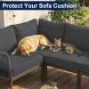 image:imageSmiry Waterproof Patio Cushion Covers Stretch Outdoor Couch Slipcovers Replacement Washable Furniture Protector Sofa Chair Seat Cover for Dogs Pets 4 Pcs Blue GreenDark Grey