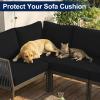 image:imageSmiry Waterproof Patio Cushion Covers Stretch Outdoor Couch Slipcovers Replacement Washable Furniture Protector Sofa Chair Seat Cover for Dogs Pets 4 Pcs Blue GreenBlack