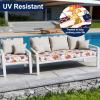 image:imageSmiry Waterproof Patio Cushion Covers Stretch Outdoor Couch Slipcovers Replacement Washable Furniture Protector Sofa Chair Seat Cover for Dogs Pets 4 Pcs Blue GreenOrange