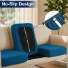 image:imageSmiry Waterproof Patio Cushion Covers Stretch Outdoor Couch Slipcovers Replacement Washable Furniture Protector Sofa Chair Seat Cover for Dogs Pets 4 Pcs Blue GreenPeacock Blue