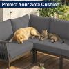 image:imageSmiry Waterproof Patio Cushion Covers Stretch Outdoor Couch Slipcovers Replacement Washable Furniture Protector Sofa Chair Seat Cover for Dogs Pets 4 Pcs Blue GreenGrey