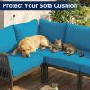 image:imageSmiry Waterproof Patio Cushion Covers Stretch Outdoor Couch Slipcovers Replacement Washable Furniture Protector Sofa Chair Seat Cover for Dogs Pets 4 Pcs Blue GreenTeal