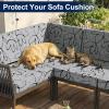 image:imageSmiry Waterproof Patio Cushion Covers Stretch Outdoor Couch Slipcovers Replacement Washable Furniture Protector Sofa Chair Seat Cover for Dogs Pets 4 Pcs Blue GreenGrey and Black