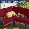 image:imageSmiry Waterproof Patio Cushion Covers Stretch Outdoor Couch Slipcovers Replacement Washable Furniture Protector Sofa Chair Seat Cover for Dogs Pets 4 Pcs Blue GreenWine Red