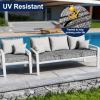 image:imageSmiry Waterproof Patio Cushion Covers Stretch Outdoor Couch Slipcovers Replacement Washable Furniture Protector Sofa Chair Seat Cover for Dogs Pets 4 Pcs Blue GreenGrey and Black