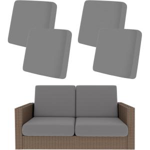 image:imageSmiry Waterproof Patio Cushion Covers Stretch Outdoor Couch Slipcovers Replacement Washable Furniture Protector Sofa Chair Seat Cover for Dogs Pets 4 Pcs Blue GreenGrey