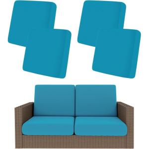 image:imageSmiry Waterproof Patio Cushion Covers Stretch Outdoor Couch Slipcovers Replacement Washable Furniture Protector Sofa Chair Seat Cover for Dogs Pets 4 Pcs Blue GreenTeal
