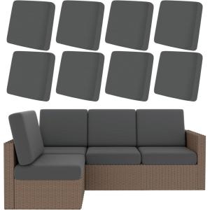 image:imageSmiry Waterproof Patio Cushion Covers Stretch Outdoor Couch Slipcovers Replacement Washable Furniture Protector Sofa Chair Seat Cover for Dogs Pets 4 Pcs Blue GreenDark Grey