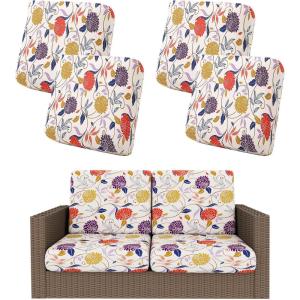 image:imageSmiry Waterproof Patio Cushion Covers Stretch Outdoor Couch Slipcovers Replacement Washable Furniture Protector Sofa Chair Seat Cover for Dogs Pets 4 Pcs Blue GreenOrange