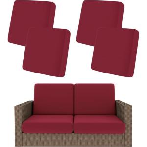 image:imageSmiry Waterproof Patio Cushion Covers Stretch Outdoor Couch Slipcovers Replacement Washable Furniture Protector Sofa Chair Seat Cover for Dogs Pets 4 Pcs Blue GreenWine Red