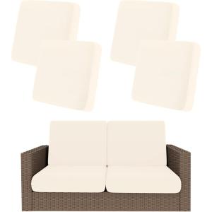 image:imageSmiry Waterproof Patio Cushion Covers Stretch Outdoor Couch Slipcovers Replacement Washable Furniture Protector Sofa Chair Seat Cover for Dogs Pets 4 Pcs Blue GreenBeige