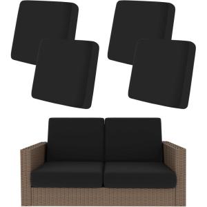image:imageSmiry Waterproof Patio Cushion Covers Stretch Outdoor Couch Slipcovers Replacement Washable Furniture Protector Sofa Chair Seat Cover for Dogs Pets 4 Pcs Blue GreenBlack