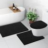 image:imageSmiry Bathroom Rugs UShaped 24x20 and Toilet Lid Cover 175x15 Soft and Absorbent Shaggy Bath Mat Machine Washable NonSlip Plush Carpet Runner for Tub Shower and Floor Home DecorBlack