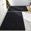 image:imageSmiry Front Door Mat Outside Entrance Black 295 x 17 and Bathroom Rugs Sets 2 Piece Black 30 x 20  24 x 16 2 Item Bundle