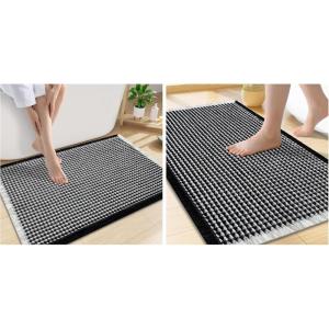 image:imageSmiry Bathroom Rugs Set 2 Piece30x20 Plus 24x17 Extra Soft Absorbent Bath Mats Non Slip Machine Washable Quick Dry Bath Rugs for Bathroom Floor Tub Shower Black amp Cream