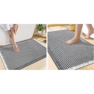 image:imageSmiry Bathroom Rugs Set 2 Piece30x20 Plus 24x17 Extra Soft Absorbent Bath Mats Non Slip Machine Washable Quick Dry Bath Rugs for Bathroom Floor Tub Shower Darkgrey amp Cream