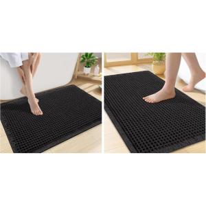 image:imageSmiry Bathroom Rugs Set 2 Piece30x20 Plus 24x17 Extra Soft Absorbent Bath Mats Non Slip Machine Washable Quick Dry Bath Rugs for Bathroom Floor Tub Shower Black