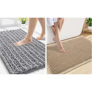 image:imageSmiry Bathroom Rugs Set 2 Piece30x20 Plus 30x20 Extra Soft Absorbent Bath Mat Non Slip Machine Washable Quick Dry Bath Rugs for Bathroom Floor Tub Shower GreyampBrown