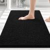 image:imageSmiry Bathroom Rugs Set 2 Piece30x20 Plus 30x20 Extra Soft Absorbent Bath Mats Non Slip Machine Washable Quick Dry Bath Rugs for Bathroom Floor Tub Shower BlackampBrown