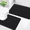 image:imageSmiry Bathroom Rugs Sets 2 Piece30x20 Plus 24x20 and Toilet Lid Cover 175x15 Soft and Absorbent Bath Mat Machine Washable NonSlip Plush Carpet Runner for Tub Shower and Home Decor Black