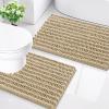 image:imageSmiry Bathroom Rugs Sets 2 Piece30x20 Plus 24x20 and Toilet Lid Cover 175x15 Soft and Absorbent Bath Mat Machine Washable NonSlip Plush Carpet Runner for Tub Shower and Home Decor Beige