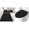 image:imageSmiry Bathroom Rugs Set 2 Piece30x20 Plus 24x16 and Toilet Lid Cover 175x15 Soft and Absorbent Bath Mat Machine Washable NonSlip Plush Carpet Runner for Tub Shower and Floor Home DecorBlack
