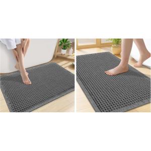 image:imageSmiry Bathroom Rugs Set 2 Piece30x20 Plus 24x17 Extra Soft Absorbent Bath Mats Non Slip Machine Washable Quick Dry Bath Rugs for Bathroom Floor Tub Shower Dark Grey