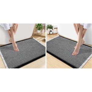 image:imageSmiry Bathroom Rugs Set 2 Piece30x20 Plus 30x18 Extra Soft Absorbent Bath Mats Non Slip Machine Washable Quick Dry Bath Rugs for Bathroom Floor Tub Shower Black amp Cream