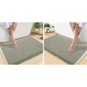 image:imageSmiry Bathroom Rugs Set 2 Piece30x20 Plus 30x18 Extra Soft Absorbent Bath Mats Non Slip Machine Washable Quick Dry Bath Rugs for Bathroom Floor Tub Shower Green amp Cream