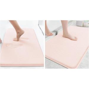 image:imageSmiry Memory Foam Bath Mat Set 24x16 30 x 20 Super Soft Absorbent Bathroom Rugs Non Slip Bath Rug Runner for Bathroom Floors Pink