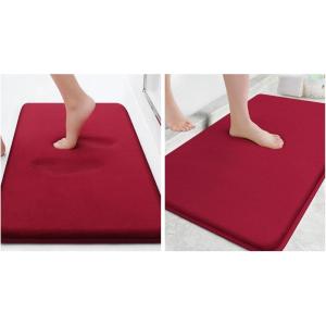 image:imageSmiry Memory Foam Bath Mat Set 24x16 30x20 Super Soft Absorbent Bathroom Rugs Non Slip Bath Rug Runner for Bathroom Floors Burgundy
