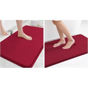 image:imageSmiry Memory Foam Bath Mat Set 30x20 36x24 Super Soft Absorbent Bathroom Rugs Non Slip Bath Rug Runner for Bathroom Floors Burgundy