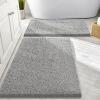 image:imageSmiry Front Door Mat Outside Entrance Mix Grey 295 x 17 and Bathroom Rugs Sets 2 Piece Light Grey 30 x 20  24 x 16 2 Item BundleLight Grey