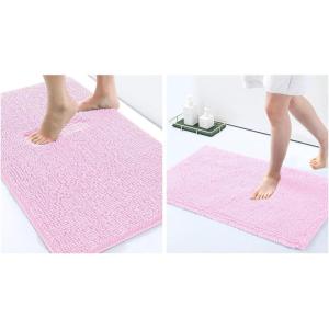 image:imageSmiry Luxury Chenille Bath Rug Set 2 Piece Extra Soft and Absorbent Shaggy Bathroom Mat Rugs Machine Washable NonSlip Plush Carpet Runner for Tub Shower and Bath Room24x1630x20Pink