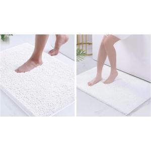 image:imageSmiry Luxury Chenille Bath Rug Set 2 Piece Extra Soft and Absorbent Shaggy Bathroom Mat Rugs Machine Washable NonSlip Plush Carpet Runner for Tub Shower and Bath Room24x1636x24White