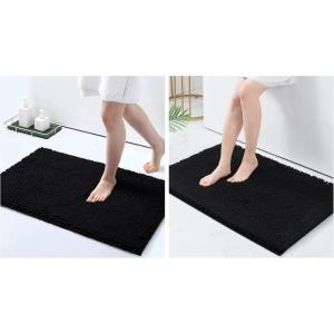 image:imageSmiry Luxury Chenille Bath Rug Set 2 Piece Extra Soft and Absorbent Shaggy Bathroom Mat Rugs Machine Washable NonSlip Plush Carpet Runner for Tub Shower and Bath Room30x2036x24Black