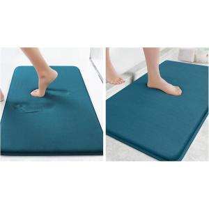 image:imageSmiry Memory Foam Bath Mat Set 24x16 30x20 Super Soft Absorbent Bathroom Rugs Non Slip Bath Rug Runner for Bathroom Floors Peacock Blue