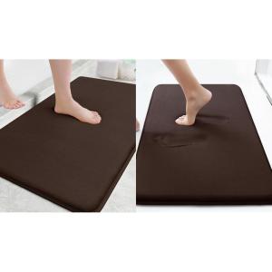image:imageSmiry Memory Foam Bath Mat Set 24x16 and 30x20 Brown Super Soft Absorbent Bathroom Rugs Non Slip Bath Rug Runner for Shower Bathroom Floors