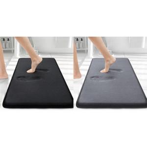 image:imageSmiry Product Image Memory Foam Bath Mat30x20Black and Dark Grey Extra Soft and Absorbent Bathroom Mats Non Slip Washable Carpet for Floor Shower and Tub