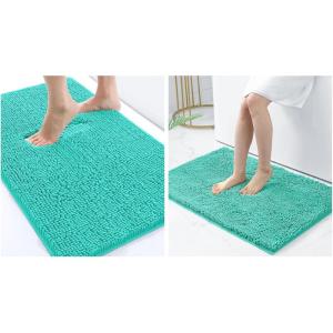image:imagesmiry Luxury Chenille Bath Rug Set 2 Piece Extra Soft and Absorbent Shaggy Bathroom Mat Rugs Machine Washable NonSlip Plush Carpet Runner for Tub Shower and Bath Room24x1636x24Turquise