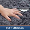 image:imageSmiry Chenille Bath Rug Set 2 Piece Extra Soft and Absorbent Shaggy Bathroom Mat Rugs Machine Washable NonSlip Plush Carpet Runner for Tub Shower and Bath Room24x1630x20Charcoal Grey